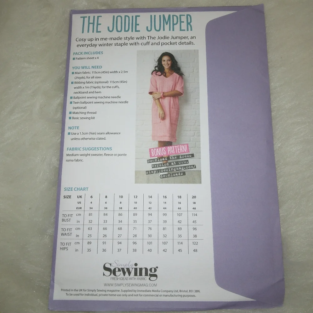 Simply Sewing The Jodie Jumper, size 4-18